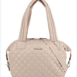 MZ Wallace Cream Quilted Tote Bag